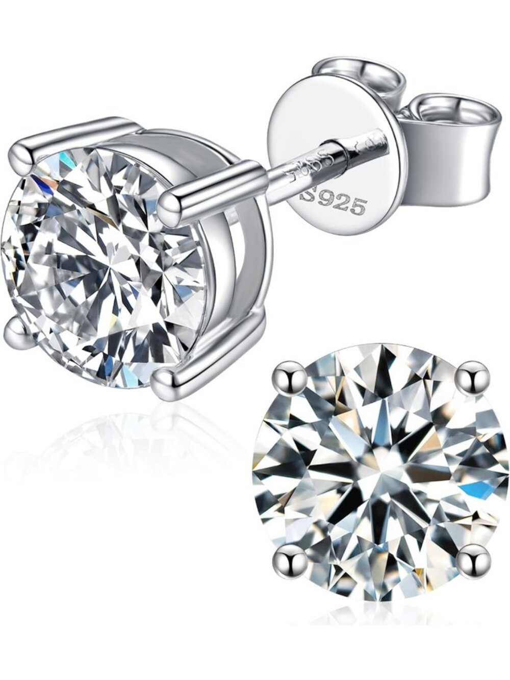 Elegant Moissanite Stud Earrings in 925 Sterling Silver for Women & Men